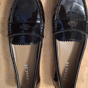 Coach Black Leather Flats